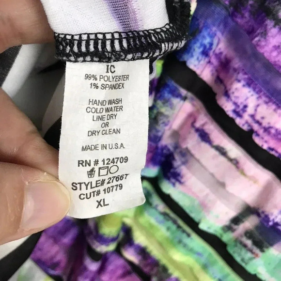 IC BY CONNIE K Textured Tiered Ruffle Tunic Top Size XL Pockets Colorful Artsy - Picture 15 of 15